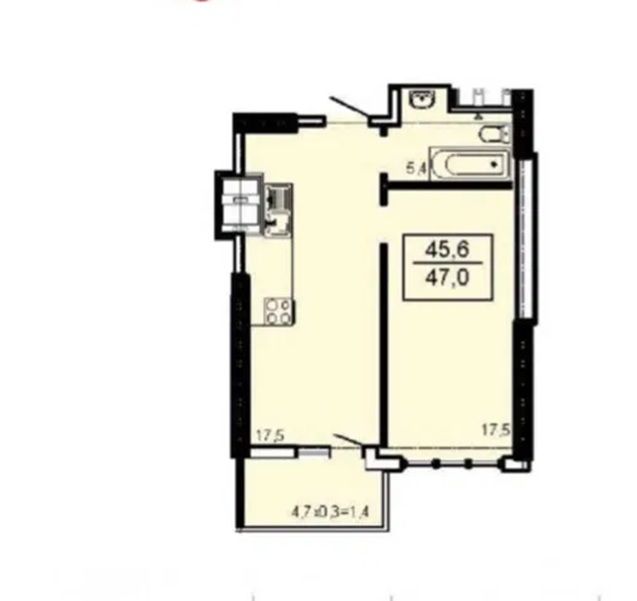 1-комнатная с потенциалом в ЖК «Акрополь-3» — 47 м² ID 54133 (Фото 6)