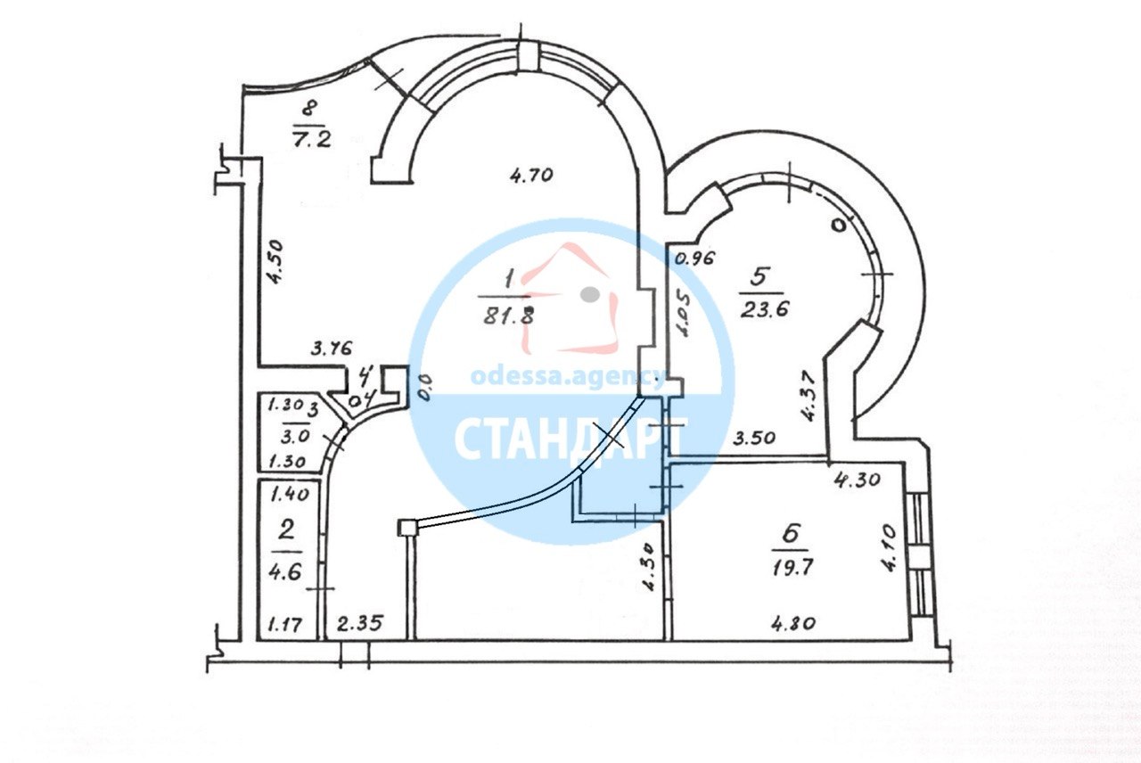 Трехкомнатная квартира в Мукачевском переулке с камином - вид на море ID 54050 (Фото 10)